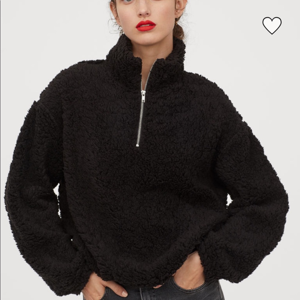 H&M FAUX SHEARLING TOP WITH ZIP